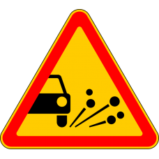 Дорожный знак 1.17 "Выброс щебня"