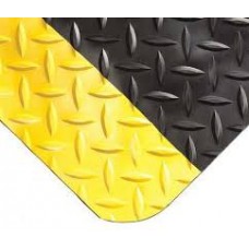Противоусталостный  коврик, ромбическое рифление, черный с двумя желтыми краями